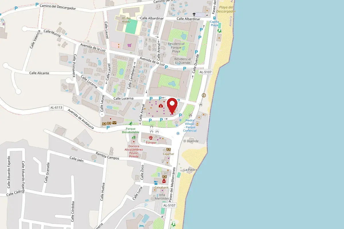 Map showing Vázquez Lawyers office in Parque Comercial Mojácar